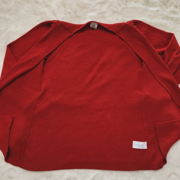 Cabi Sweater Womens Red Cardigan Cabaret Ribbed Cotton Balloon - Picture 14 of 15